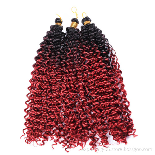 Water Deep Twist Crochet Hair Water Wave Braids Hair Extension Synthetic Fiber 14 Inch Solid And Mixed Color Black Gray Brown